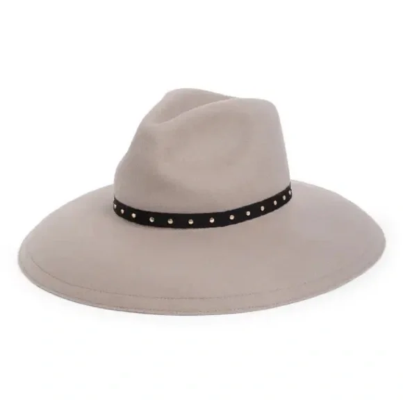 Ted Baker Rosieyy 100% Wool Gray Felt Hat OS Ted Baker London ROSIEYY Wool Felt Navy Hat Wide Brim Stud  main image 2